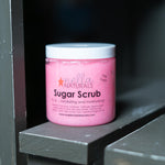 Pink Sugar Sugar Scrub on a shelf