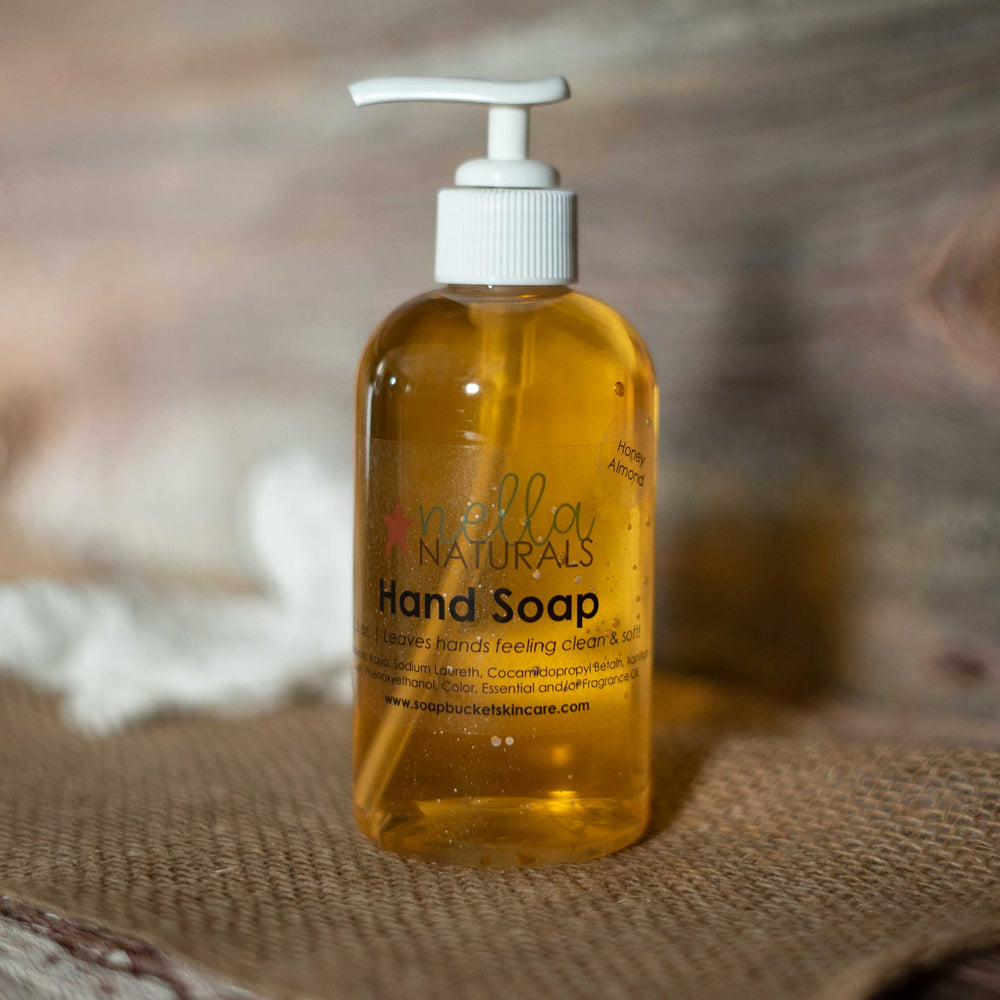 Honey Almond Liquid Hand Soap on a shelf