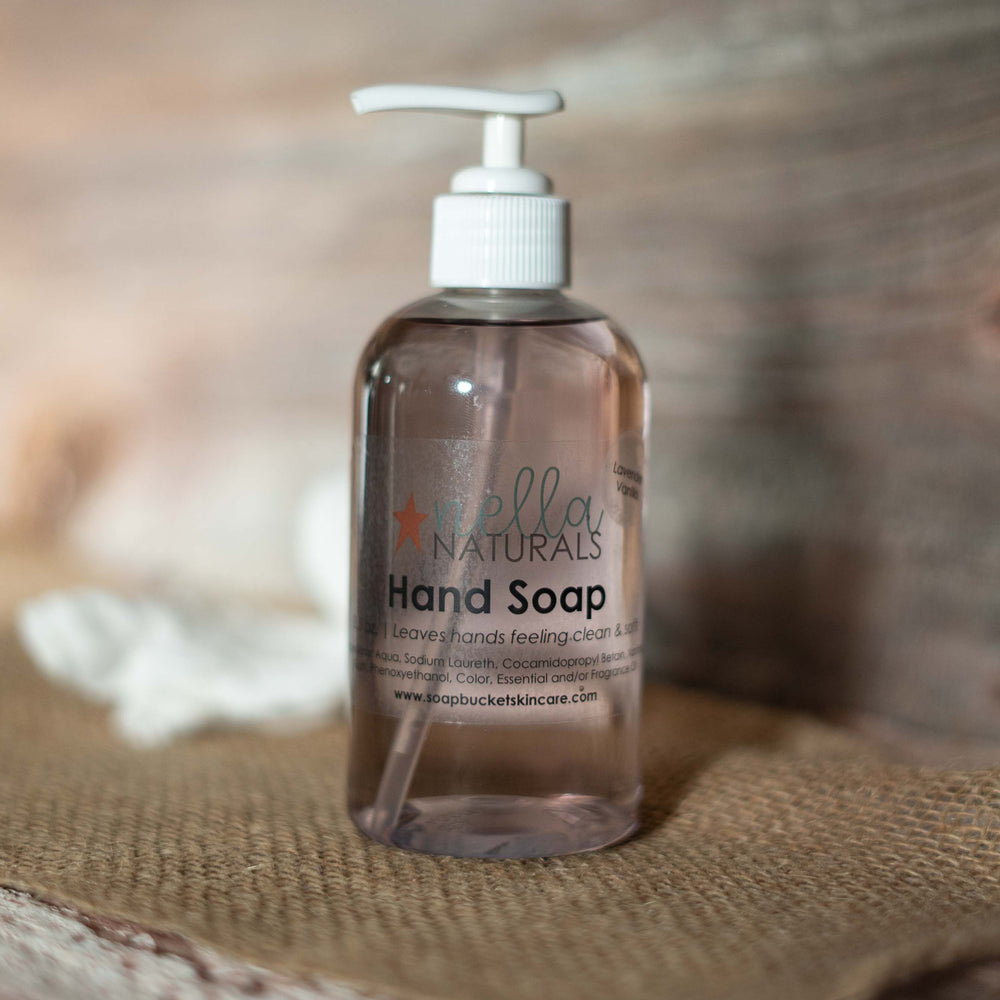 Lavender Vanilla Liquid Hand Soap on a shelf