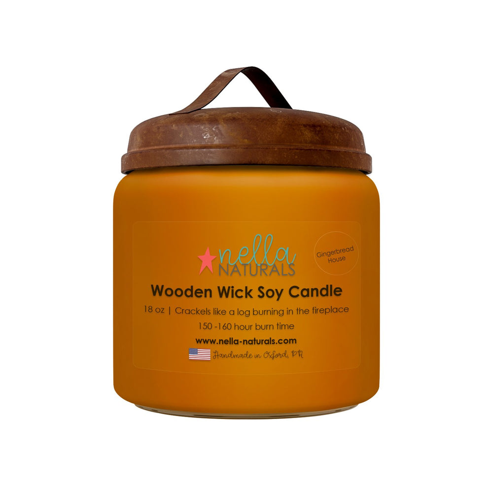 18oz Gingerbread House Wooden Wick Candle