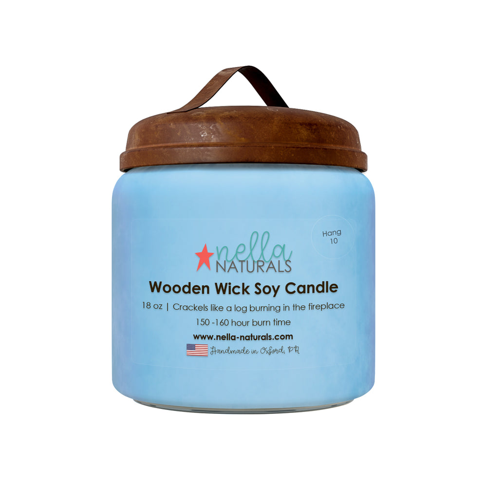 18oz Hang 10 Wooden Wick Candle