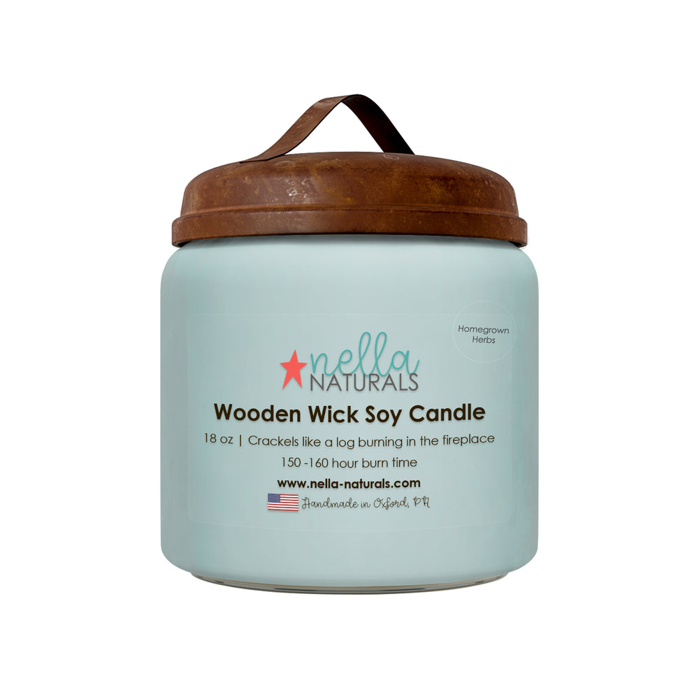 13oz Homegrown Herbs Wooden Wick Candle
