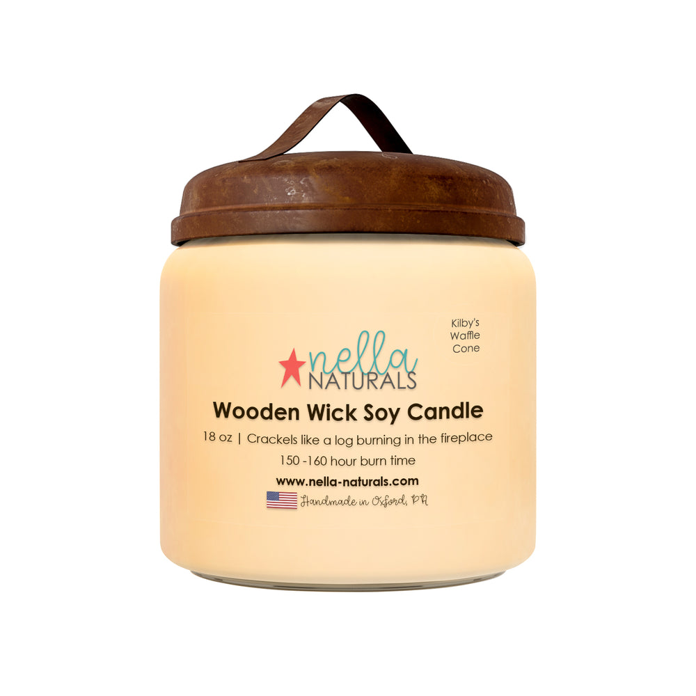 18oz Kilby's Waffle Cone Wooden Wick Candle