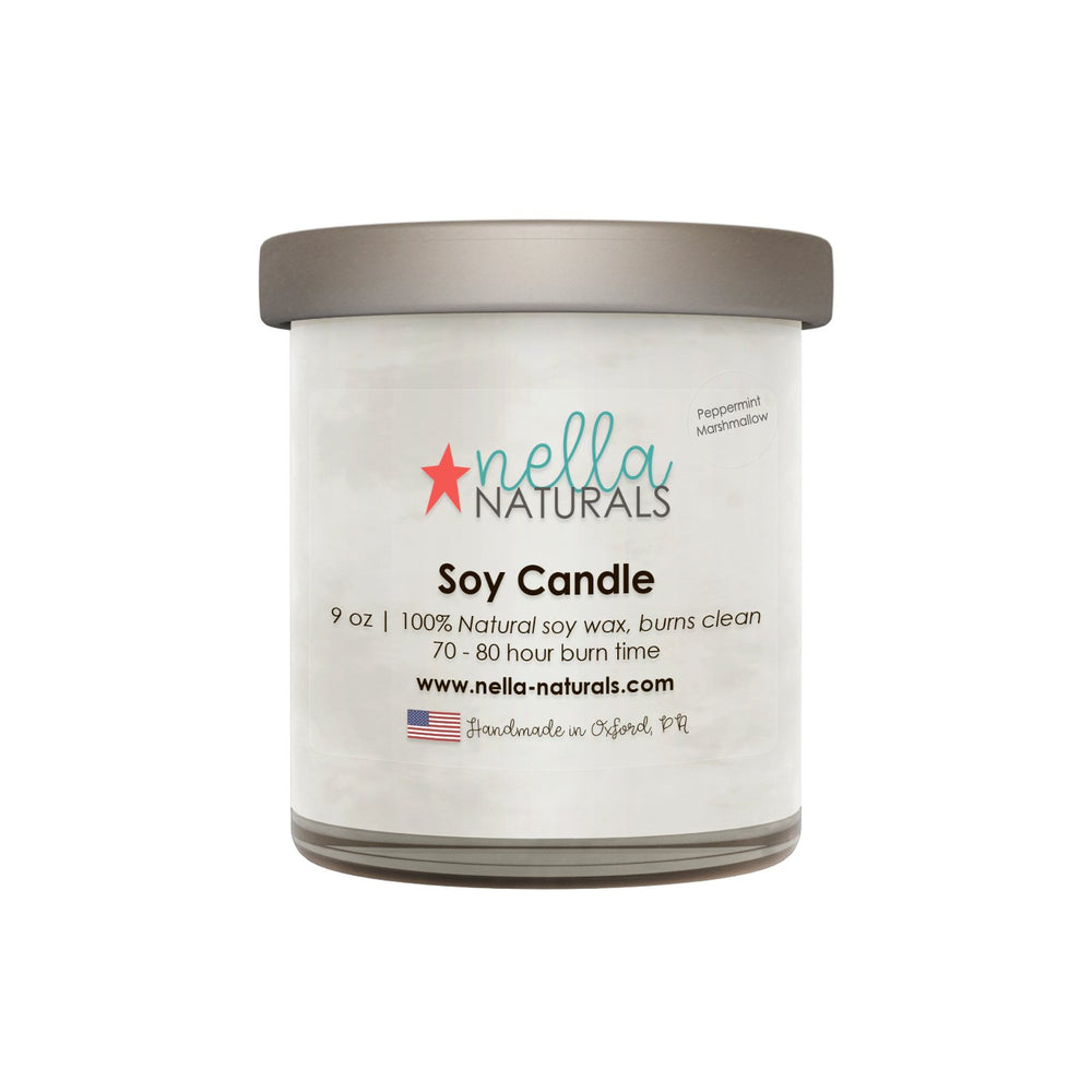 9oz Peppermint Marshmello Soy Wax Candle