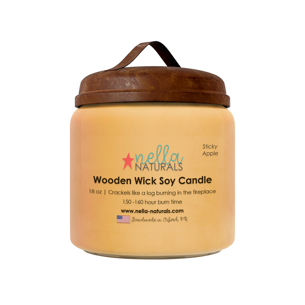 18oz Sticky Apple Wooden Wick Candle