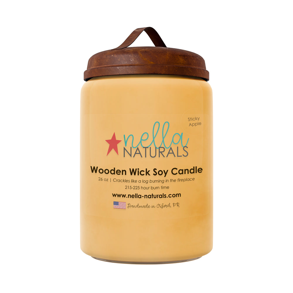 26oz Sticky Apple Wooden Wick Candle