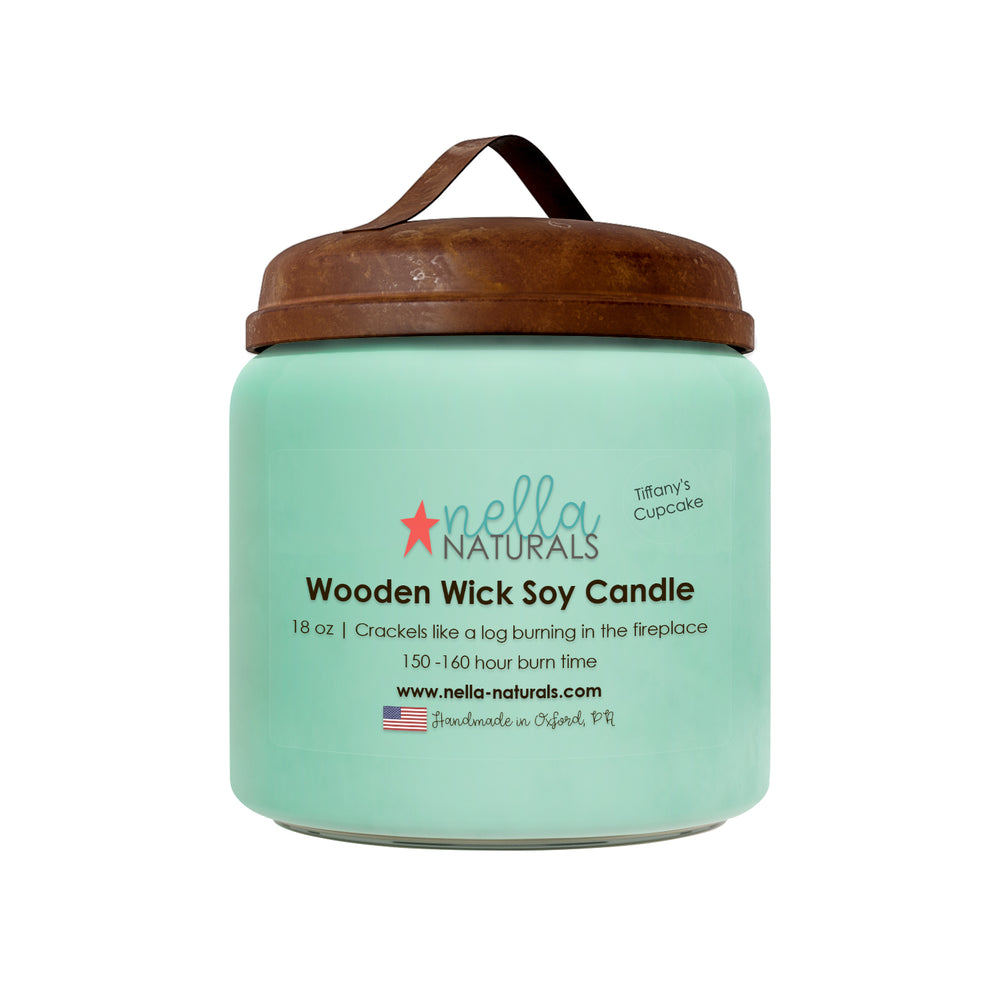 18oz Tiffany's Cupcake Wooden Wick Candle